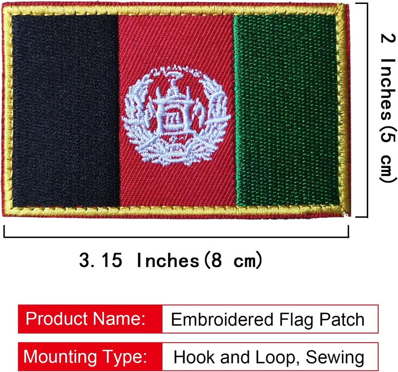 MWOOT 2PCS Afghanistan Flag Patch Embroidered Morale Patch Military Tactical Patches Hook and Loop - Image 2